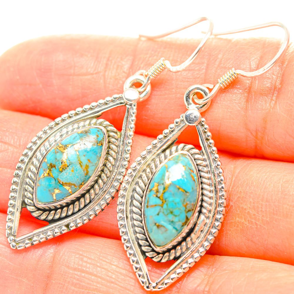 Blue Copper Composite Turquoise Earrings handcrafted by Anasilvercos - EARR429266