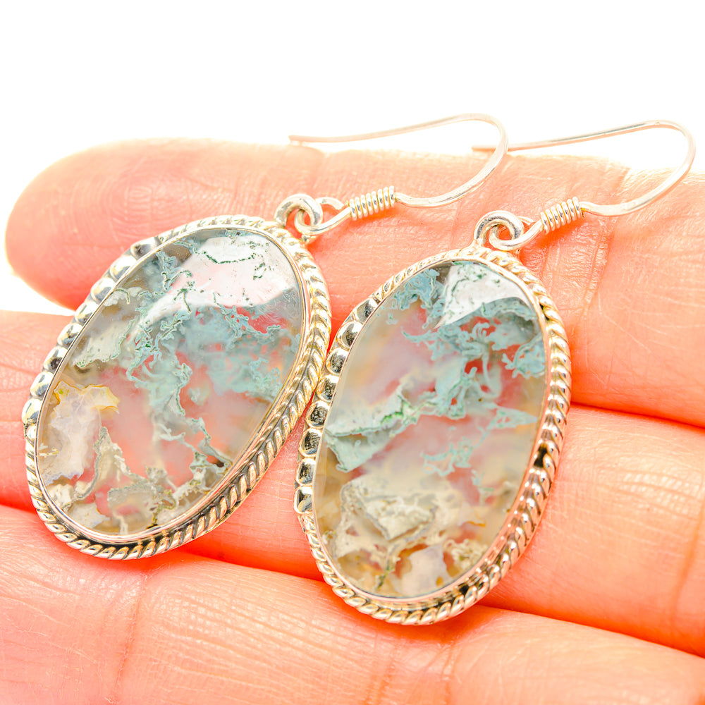 Green Moss Agate Earrings handcrafted by Anasilvercos - EARR429268