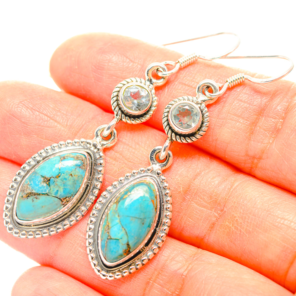 Blue Copper Composite Turquoise Earrings handcrafted by Anasilvercos - EARR429274