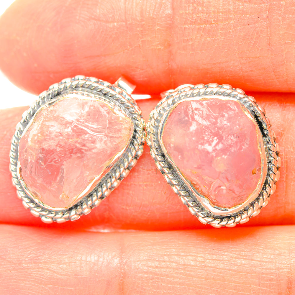 Rose Quartz Earrings handcrafted by Anasilvercos - EARR429275