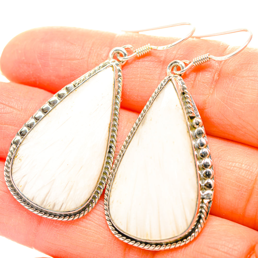 White Scolecite Earrings handcrafted by Anasilvercos - EARR429287