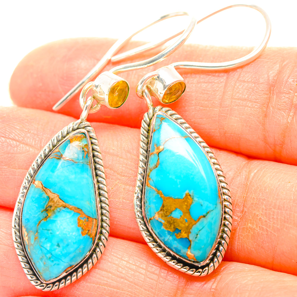 Blue Copper Composite Turquoise Earrings handcrafted by Anasilvercos - EARR429289