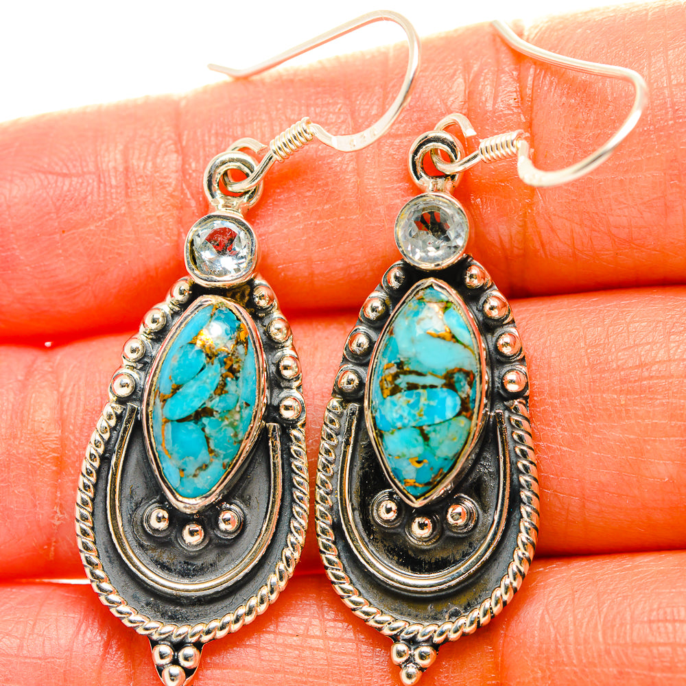 Blue Copper Composite Turquoise Earrings handcrafted by Anasilvercos - EARR429304