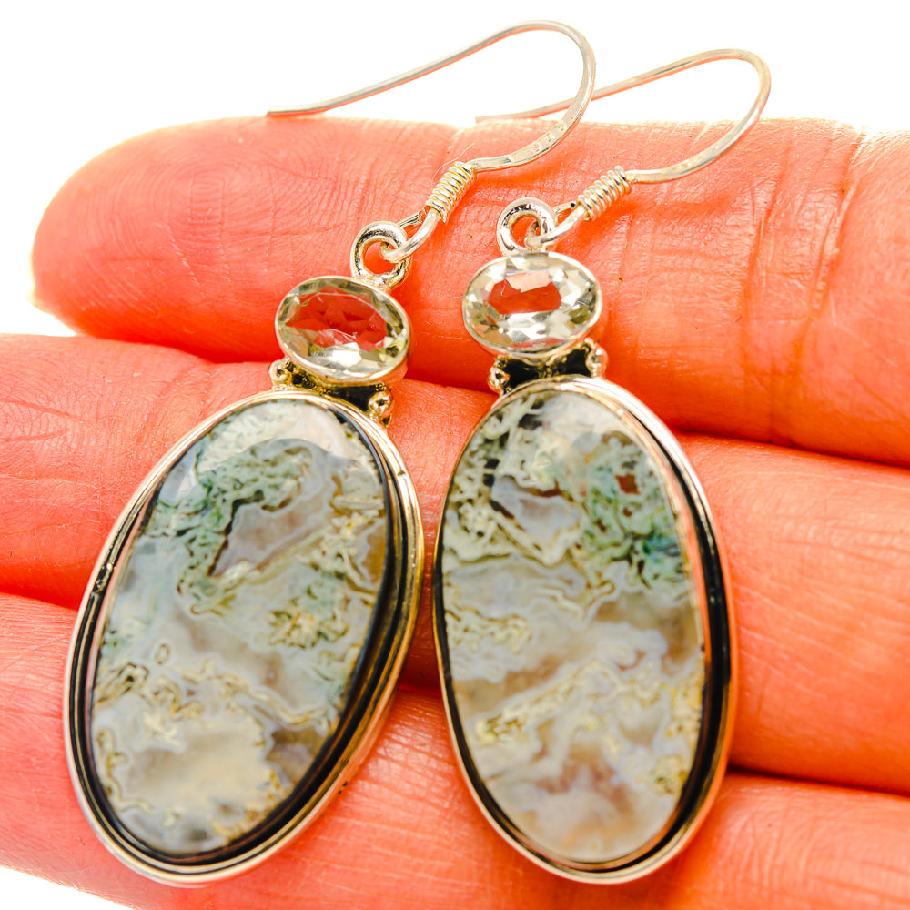 Green Moss Agate Earrings handcrafted by Anasilvercos - EARR429315