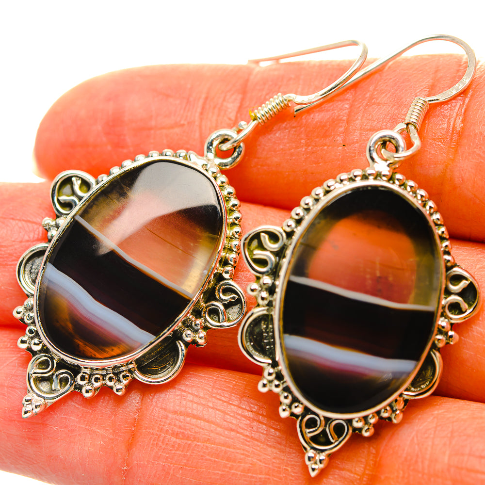 Botswana Agate Earrings handcrafted by Anasilvercos - EARR429331