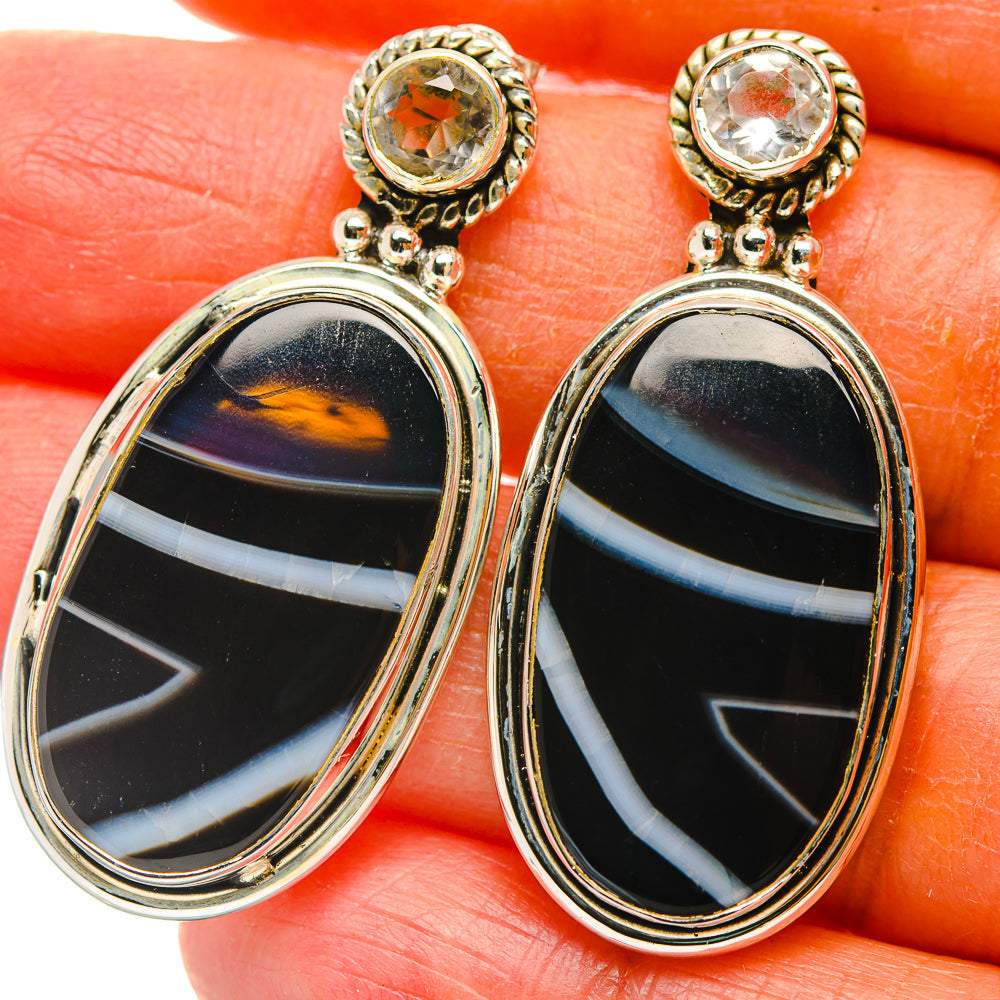 India Agate Earrings handcrafted by Anasilvercos - EARR429339