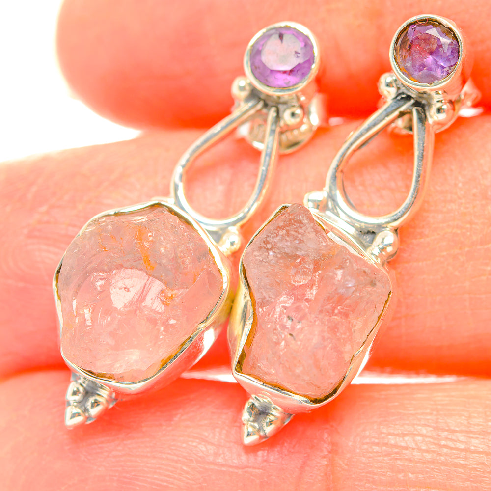 Rose Quartz Earrings handcrafted by Anasilvercos - EARR429347