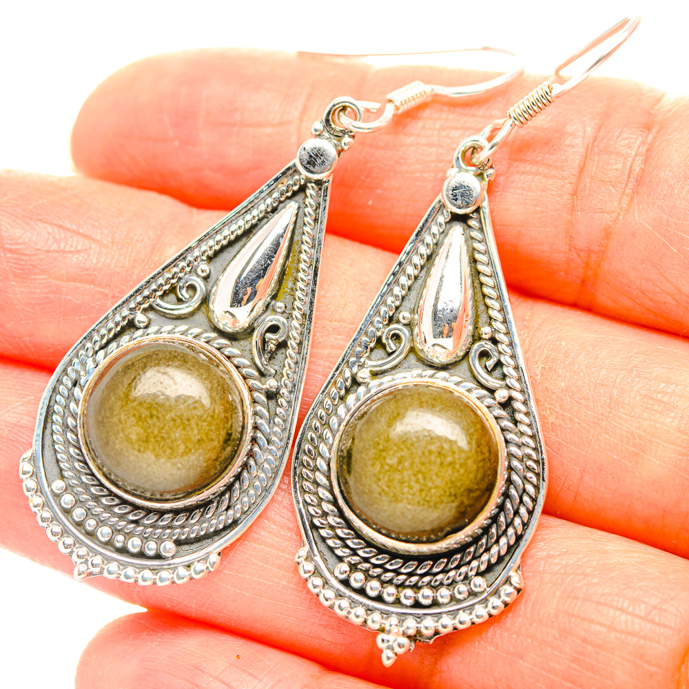 Gold Sheen Obsidian Earrings handcrafted by Anasilvercos - EARR429362