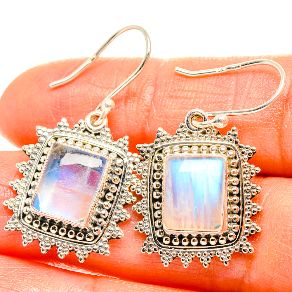 Rainbow Moonstone Earrings handcrafted by Anasilvercos - EARR429366