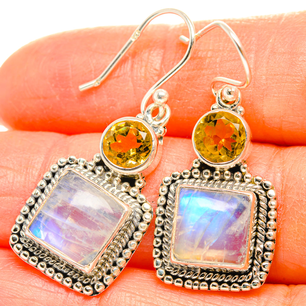 Rainbow Moonstone Earrings handcrafted by Anasilvercos - EARR429371