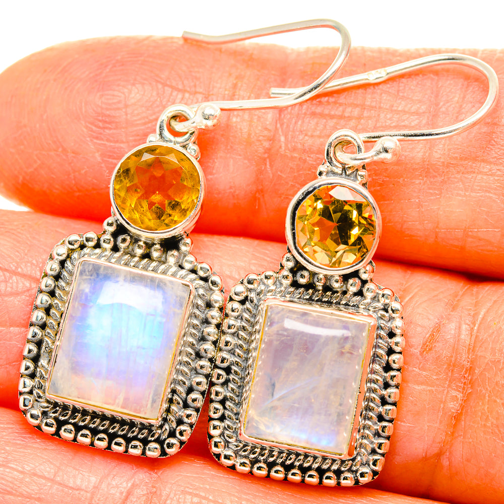 Rainbow Moonstone Earrings handcrafted by Anasilvercos - EARR429375