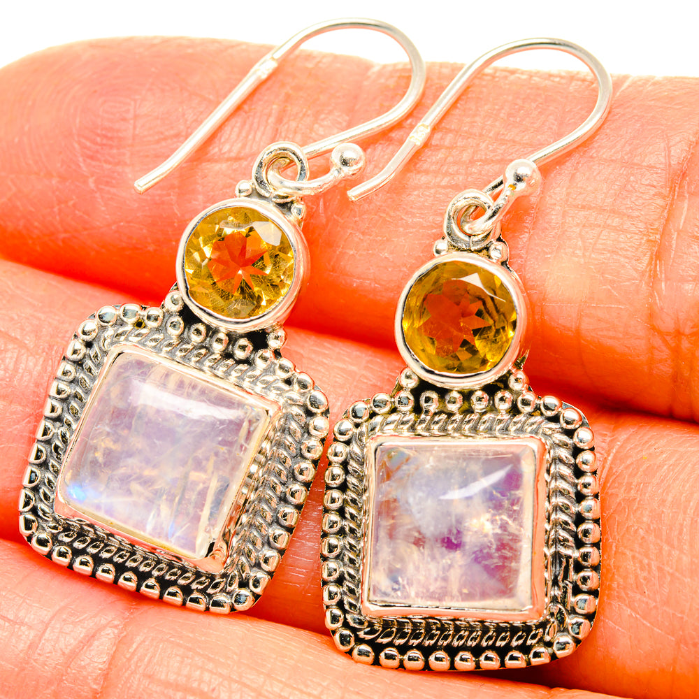 Rainbow Moonstone Earrings handcrafted by Anasilvercos - EARR429377