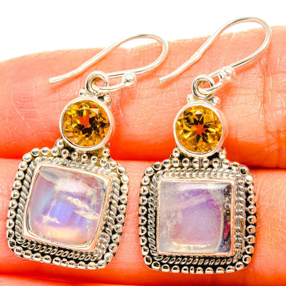 Rainbow Moonstone Earrings handcrafted by Anasilvercos - EARR429381