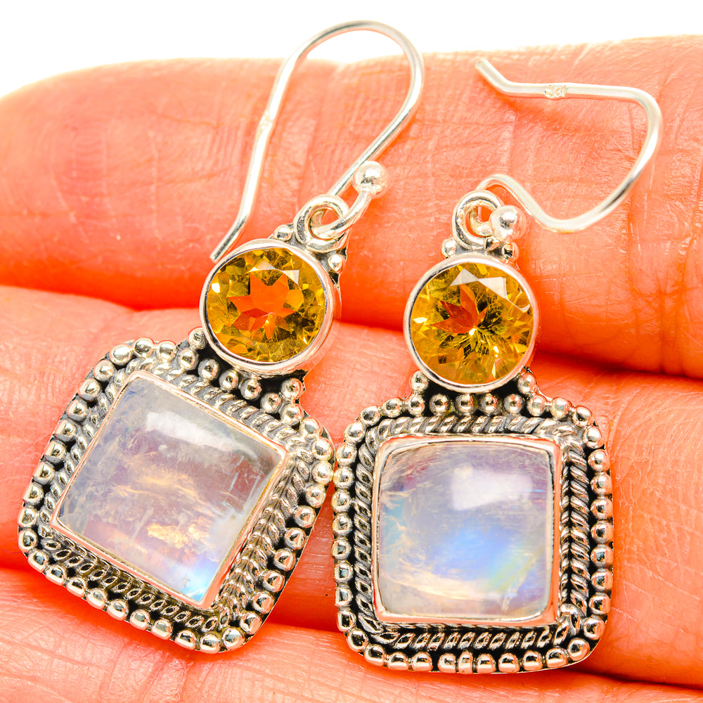 Rainbow Moonstone Earrings handcrafted by Anasilvercos - EARR429387