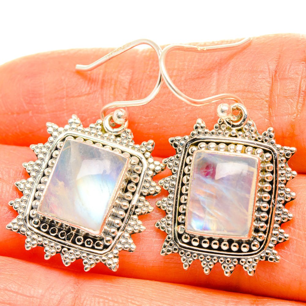 Rainbow Moonstone Earrings handcrafted by Anasilvercos - EARR429392