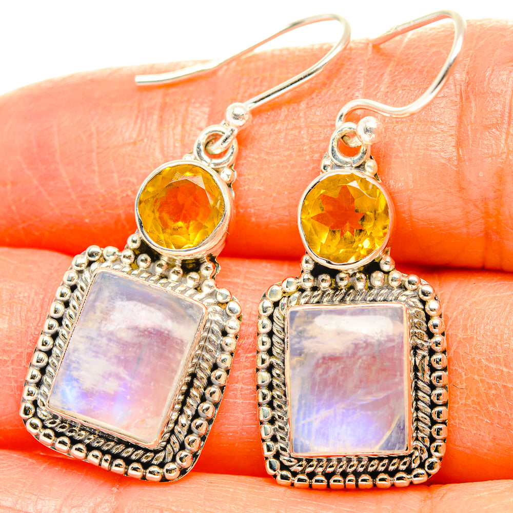 Rainbow Moonstone Earrings handcrafted by Anasilvercos - EARR429422