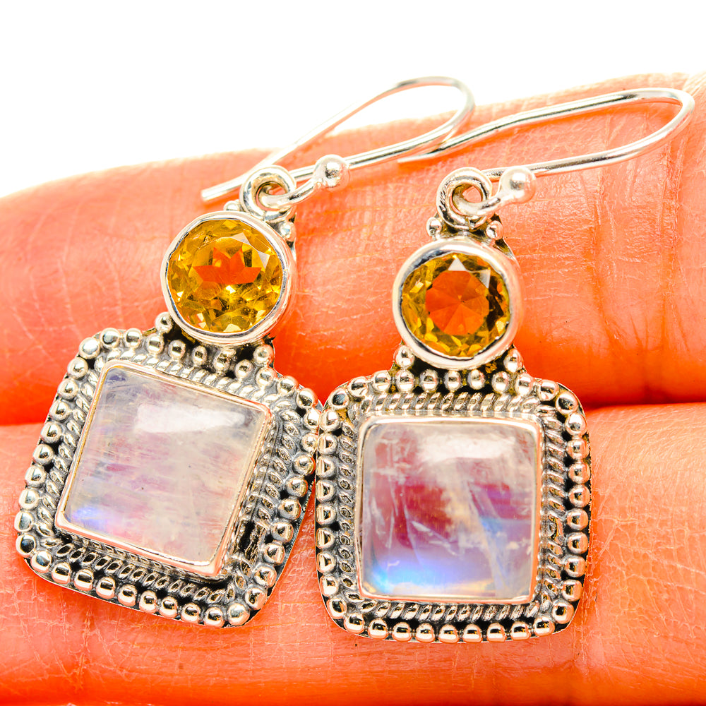 Rainbow Moonstone Earrings handcrafted by Anasilvercos - EARR429432