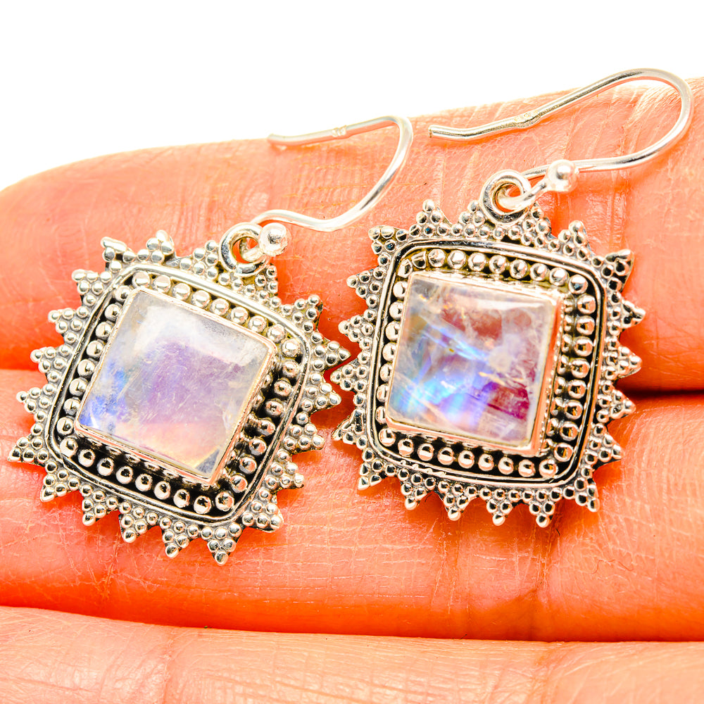 Rainbow Moonstone Earrings handcrafted by Anasilvercos - EARR429444