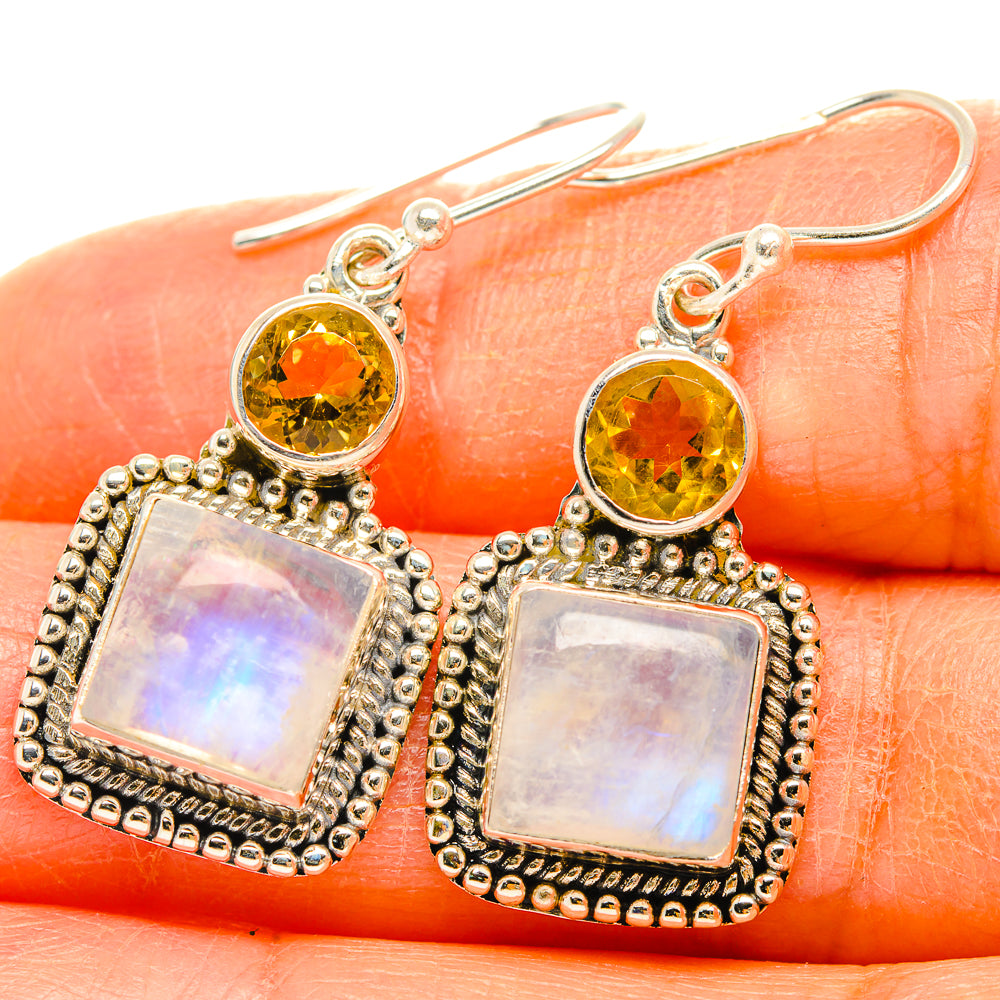 Rainbow Moonstone Earrings handcrafted by Anasilvercos - EARR429457