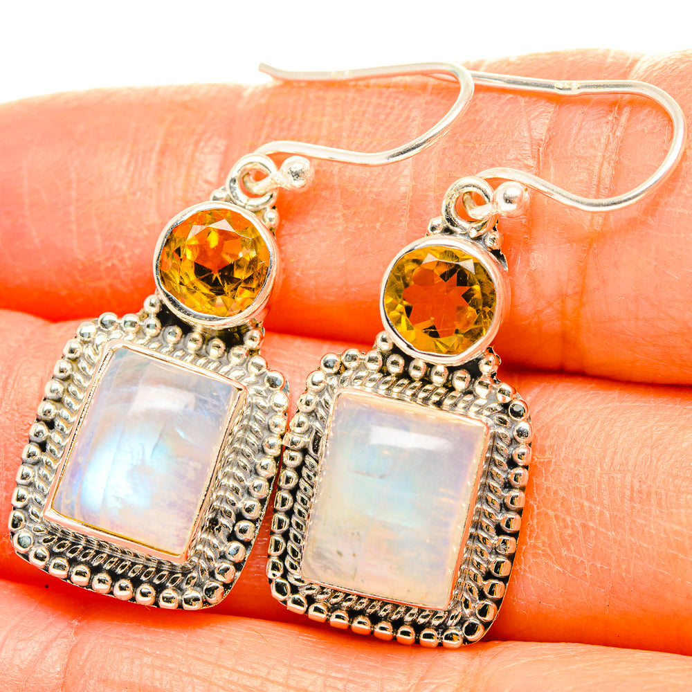 Rainbow Moonstone Earrings handcrafted by Anasilvercos - EARR429461