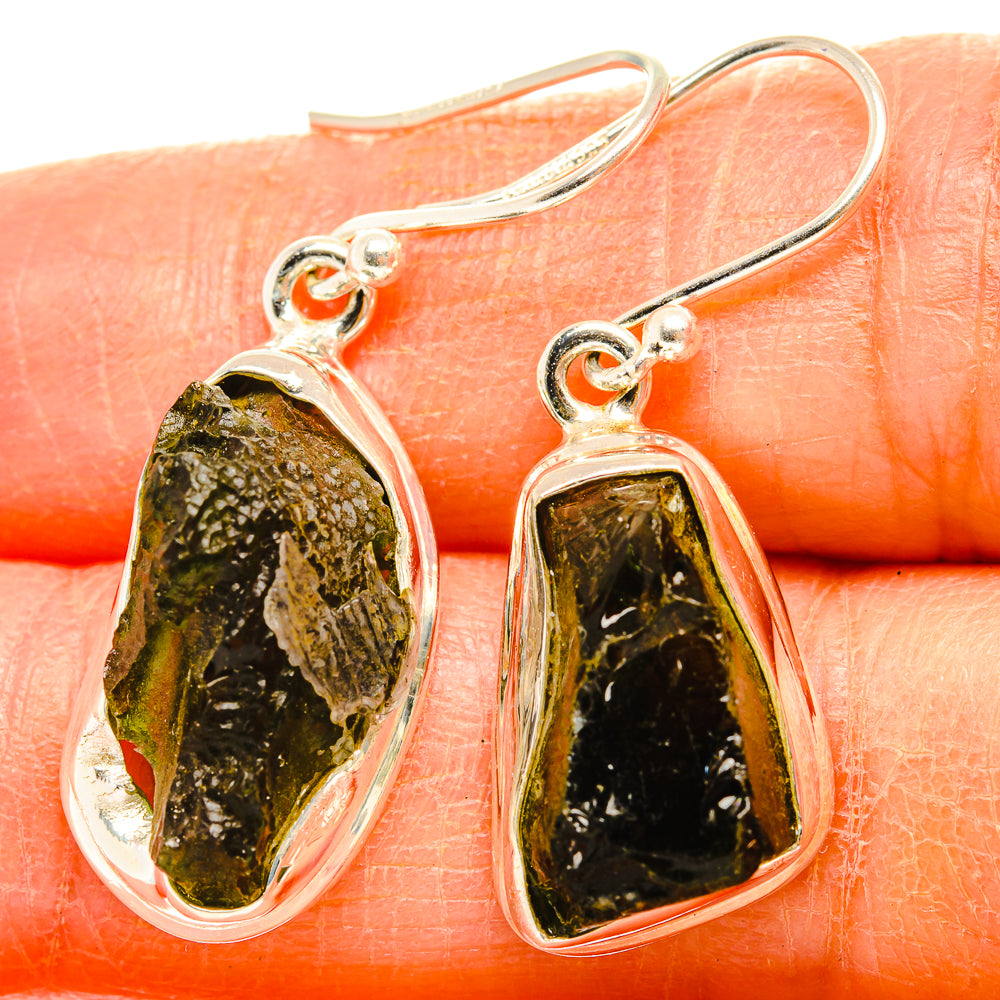 Czech Moldavite Earrings handcrafted by Anasilvercos - EARR429466