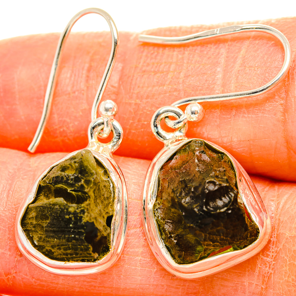 Czech Moldavite Earrings handcrafted by Anasilvercos - EARR429467