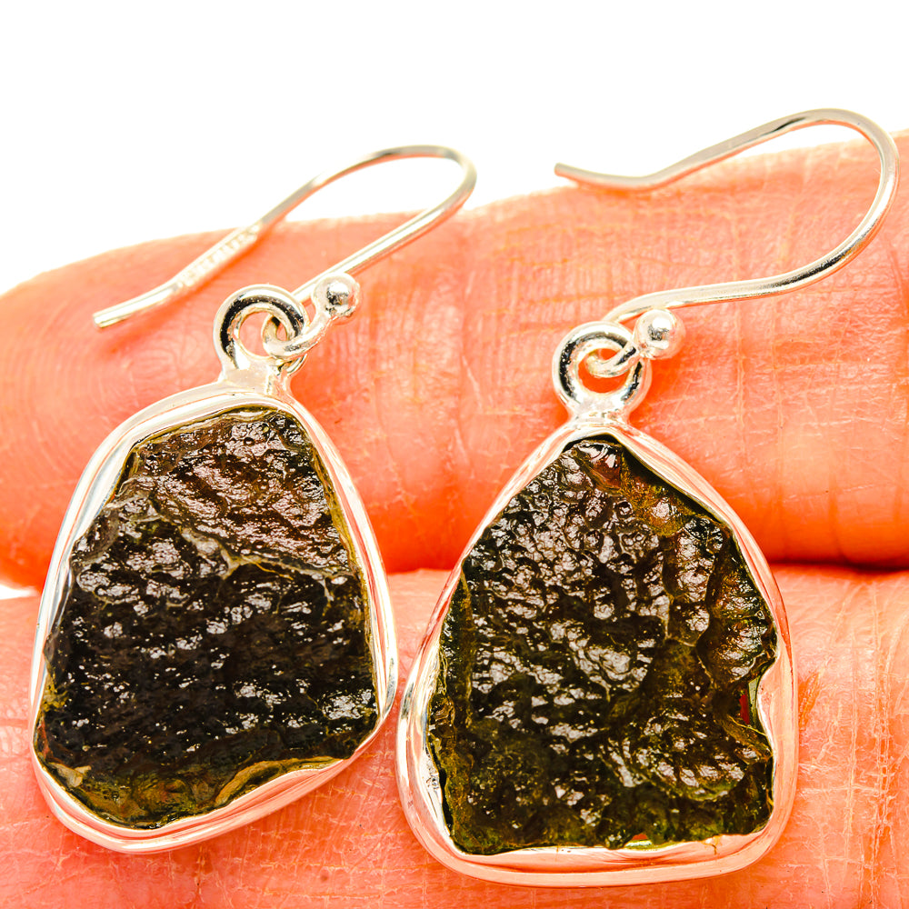 Czech Moldavite Earrings handcrafted by Anasilvercos - EARR429468