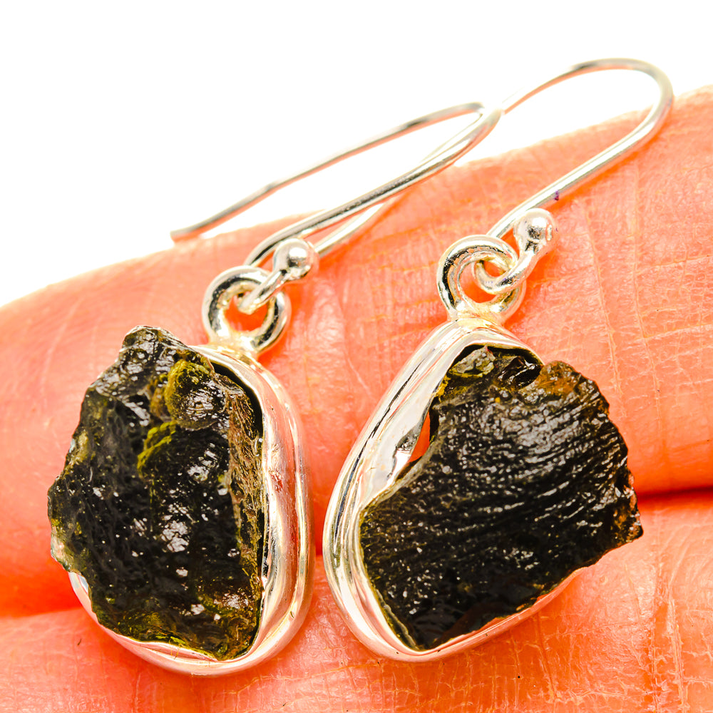 Czech Moldavite Earrings handcrafted by Anasilvercos - EARR429469