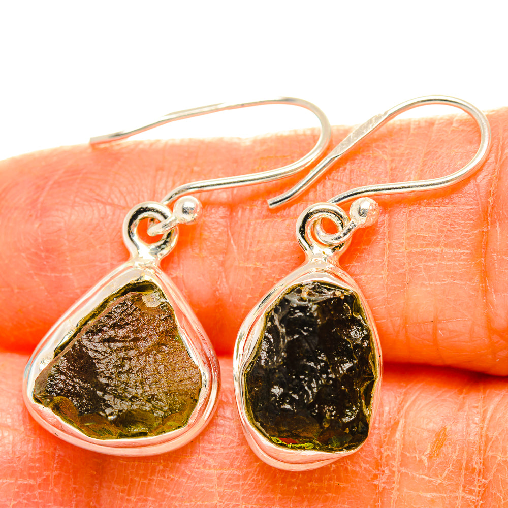 Czech Moldavite Earrings handcrafted by Anasilvercos - EARR429470