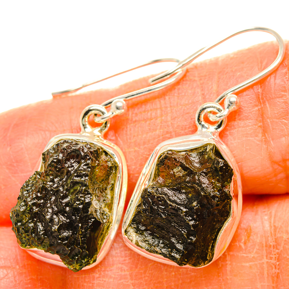 Czech Moldavite Earrings handcrafted by Anasilvercos - EARR429472