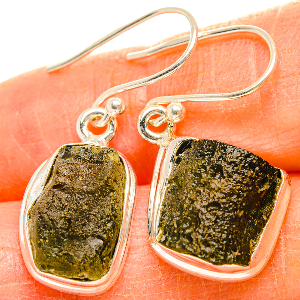 Czech Moldavite Earrings handcrafted by Anasilvercos - EARR429473