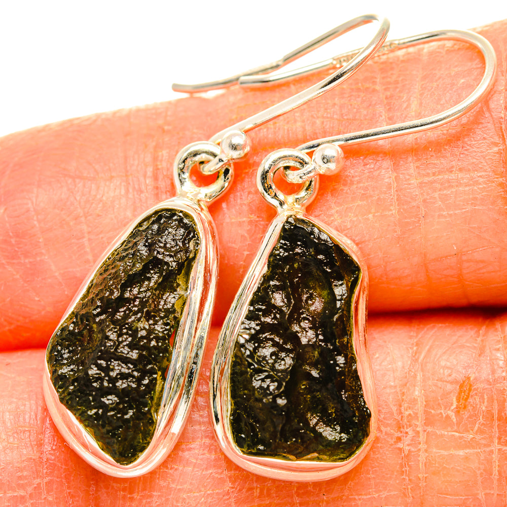 Czech Moldavite Earrings handcrafted by Anasilvercos - EARR429474