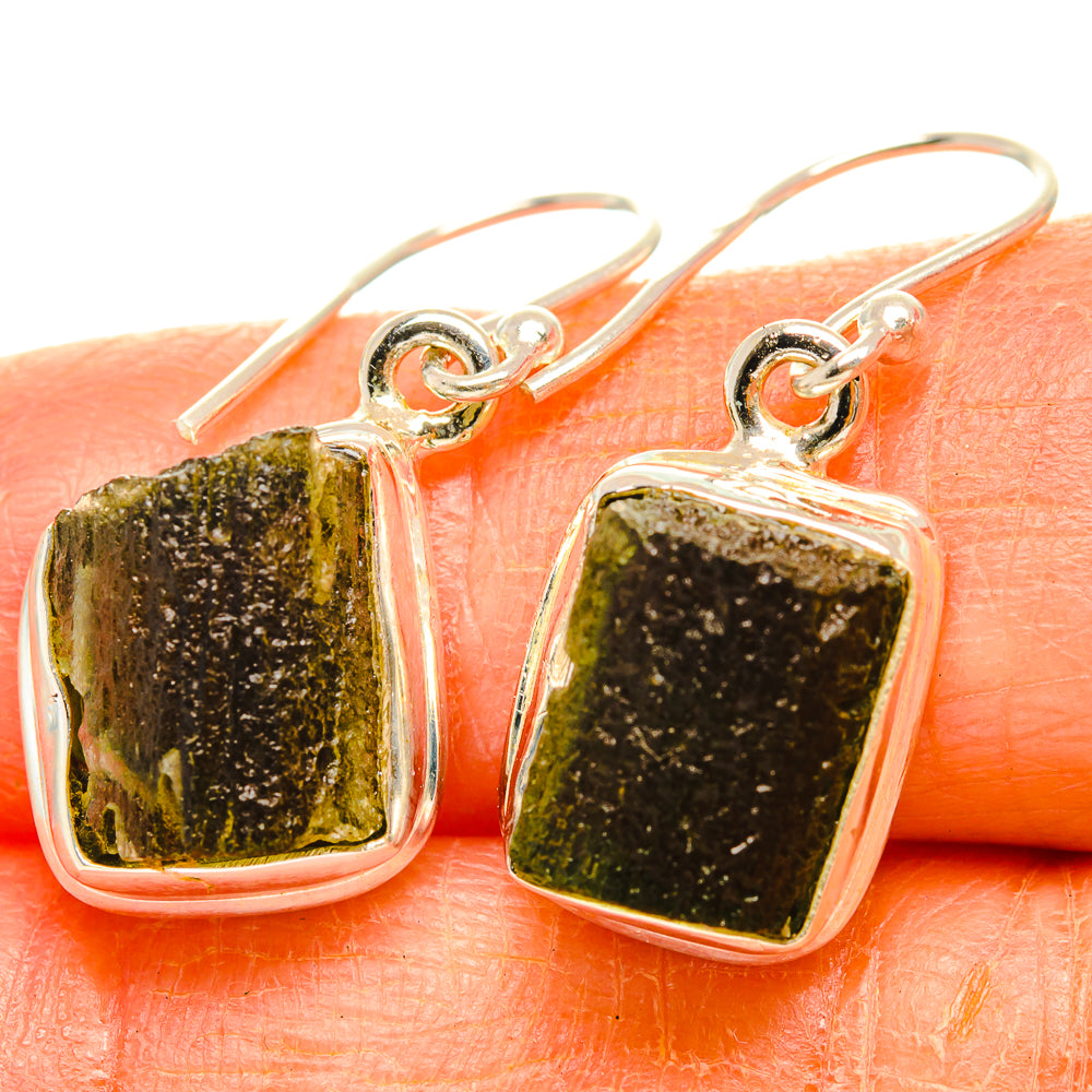 Czech Moldavite Earrings handcrafted by Anasilvercos - EARR429475