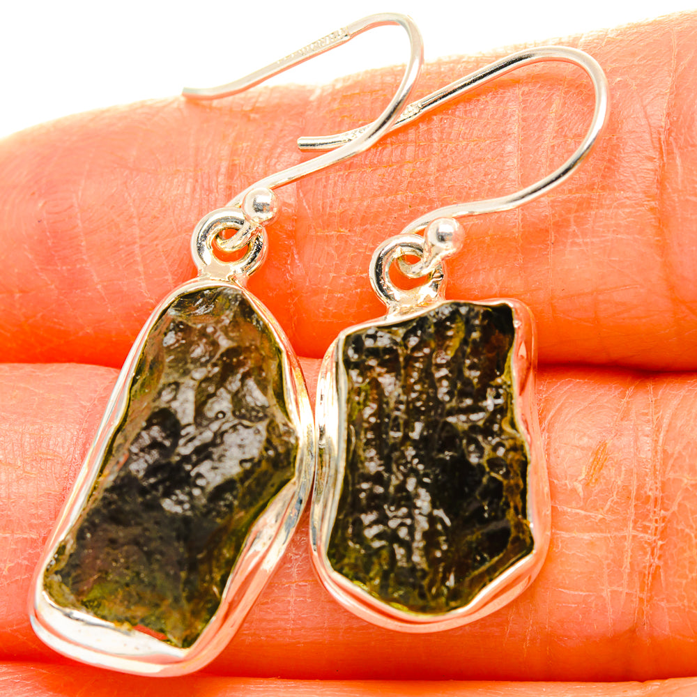 Czech Moldavite Earrings handcrafted by Anasilvercos - EARR429477