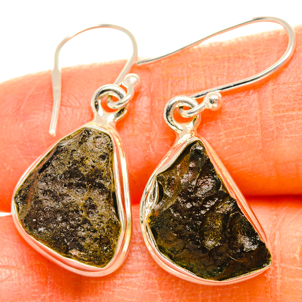 Czech Moldavite Earrings handcrafted by Anasilvercos - EARR429478