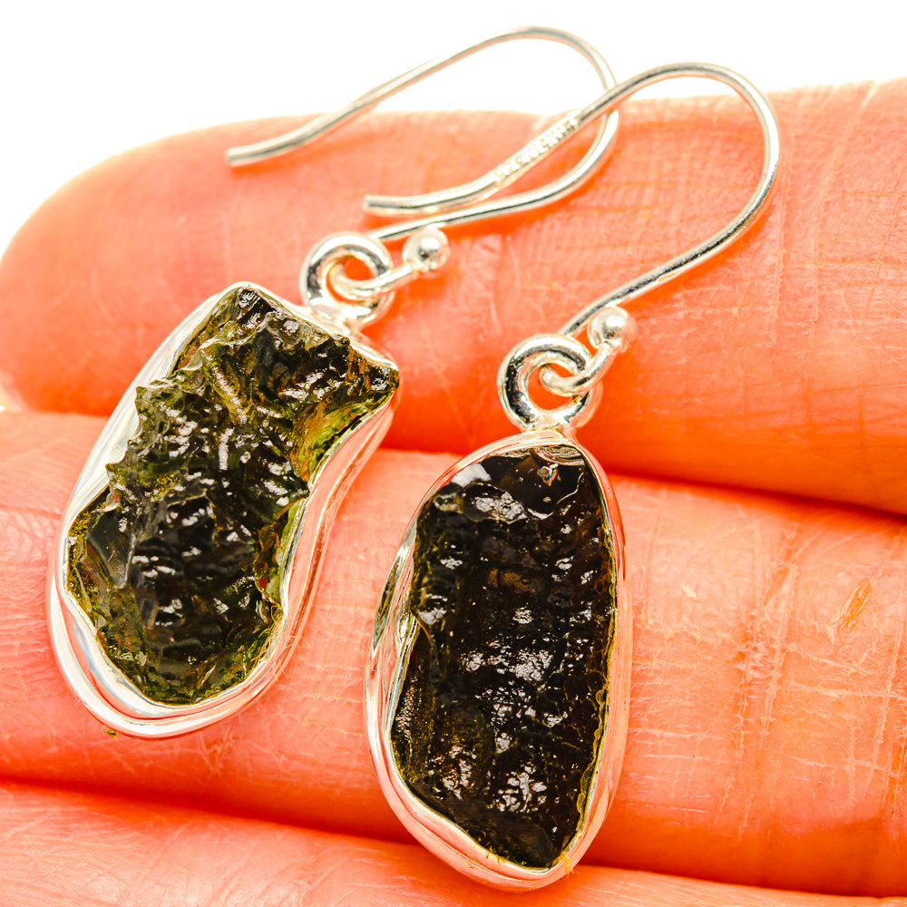 Czech Moldavite Earrings handcrafted by Anasilvercos - EARR429479