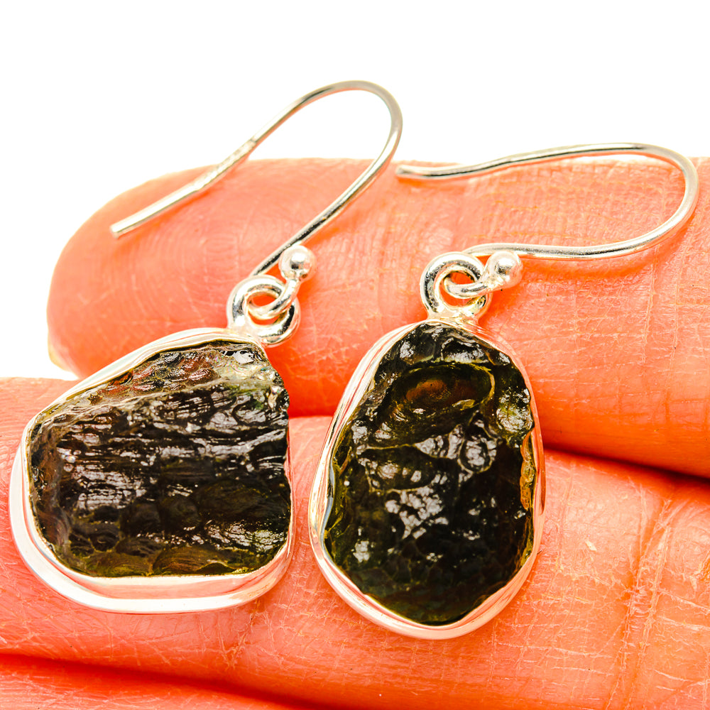 Czech Moldavite Earrings handcrafted by Anasilvercos - EARR429480