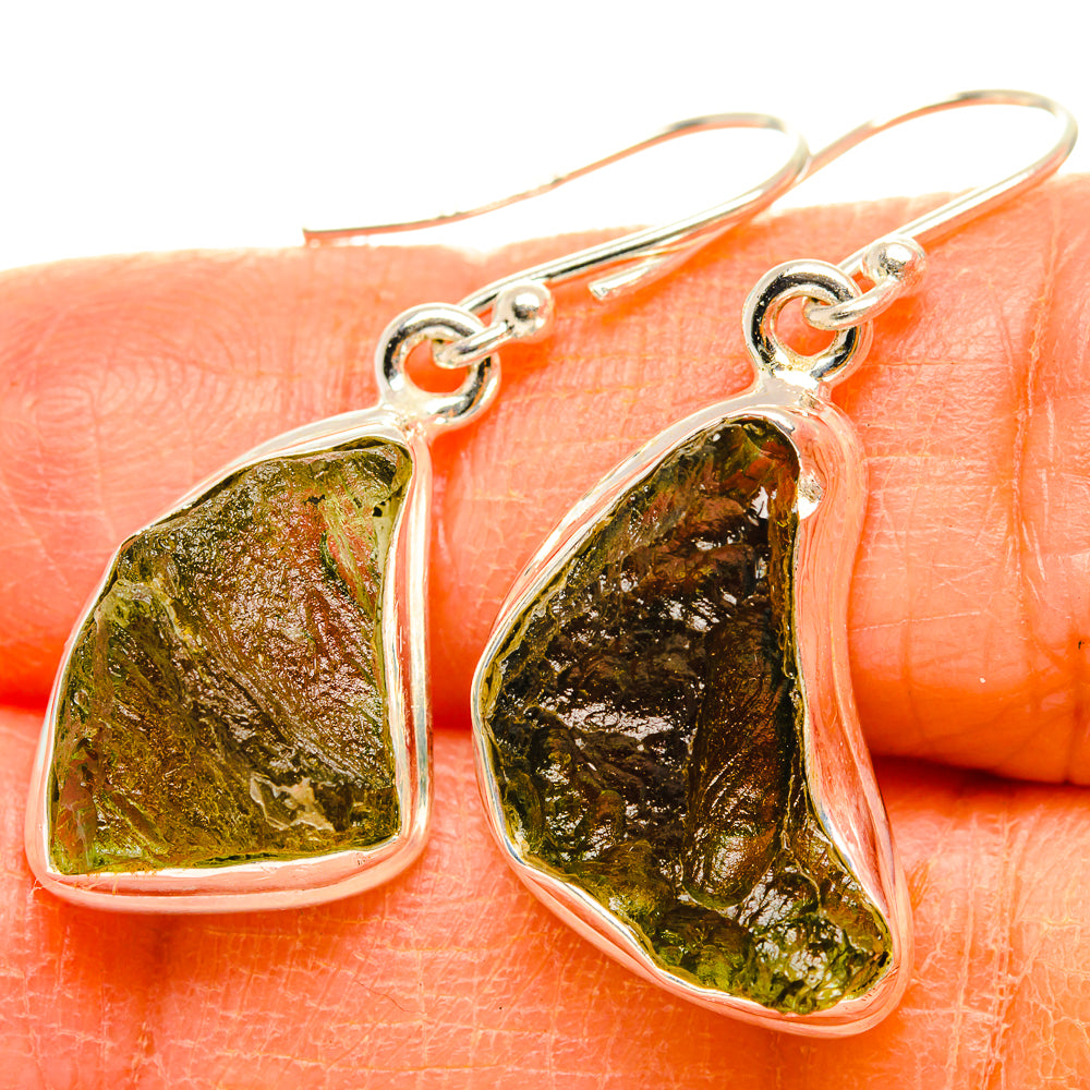 Czech Moldavite Earrings handcrafted by Anasilvercos - EARR429481