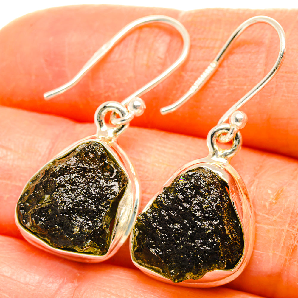 Czech Moldavite Earrings handcrafted by Anasilvercos - EARR429482