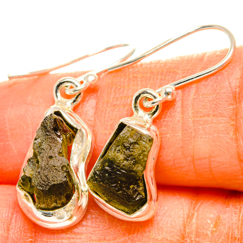 Czech Moldavite Earrings handcrafted by Anasilvercos - EARR429483