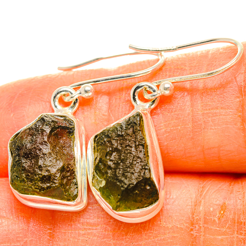 Czech Moldavite Earrings handcrafted by Anasilvercos - EARR429484