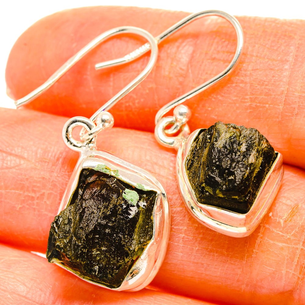 Czech Moldavite Earrings handcrafted by Anasilvercos - EARR429485