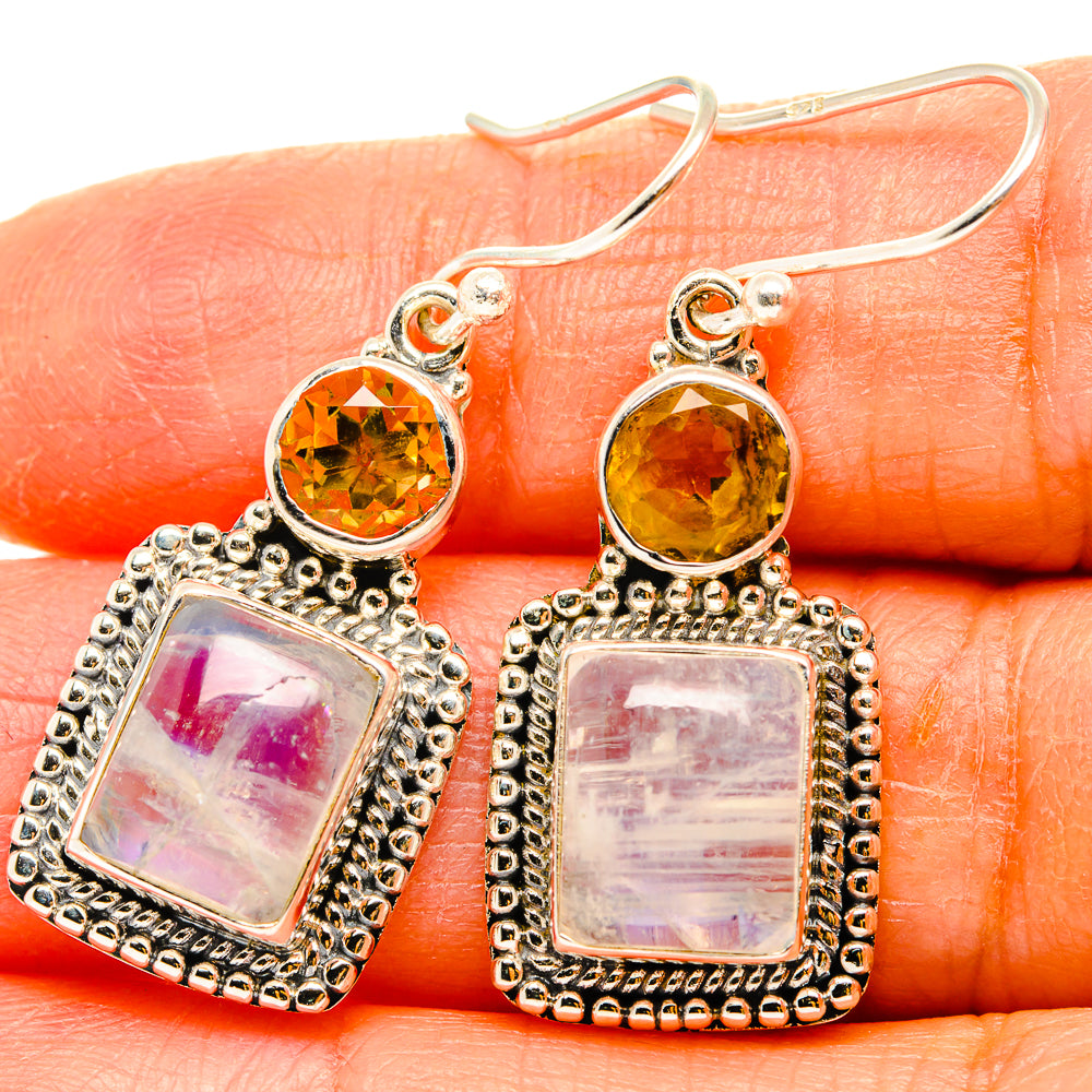 Rainbow Moonstone Earrings handcrafted by Anasilvercos - EARR429487