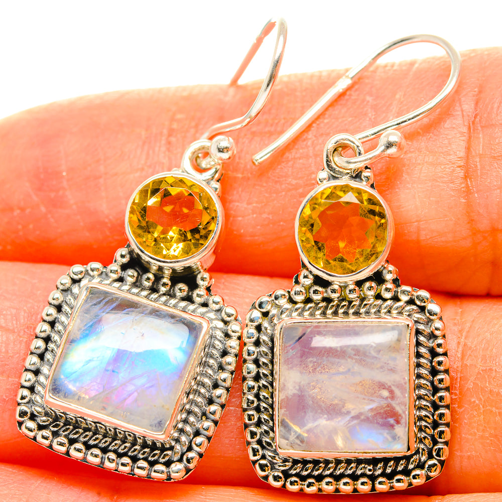 Rainbow Moonstone Earrings handcrafted by Anasilvercos - EARR429495