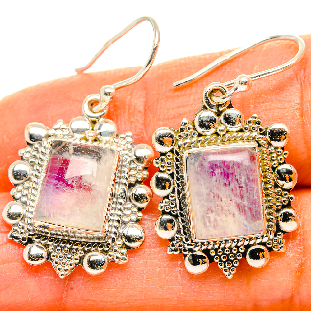 Rainbow Moonstone Earrings handcrafted by Anasilvercos - EARR429501