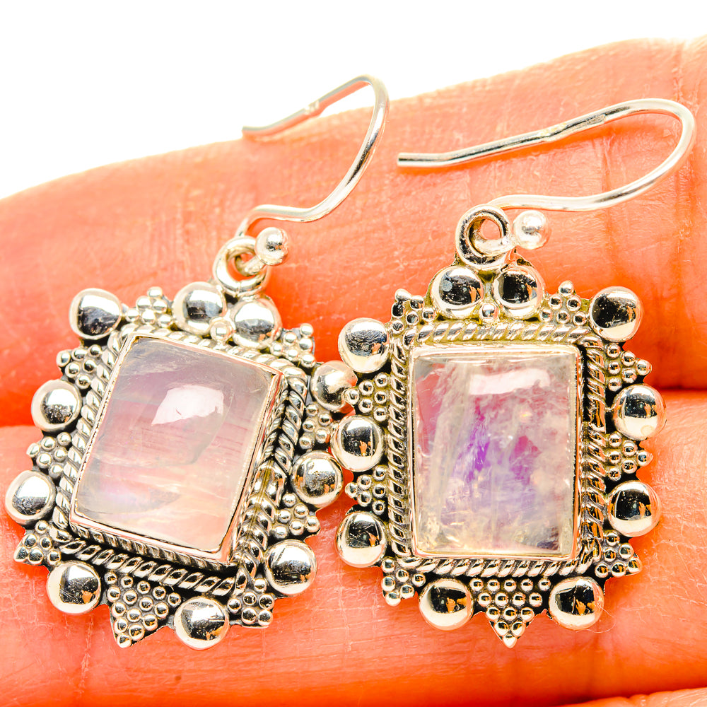 Rainbow Moonstone Earrings handcrafted by Anasilvercos - EARR429505