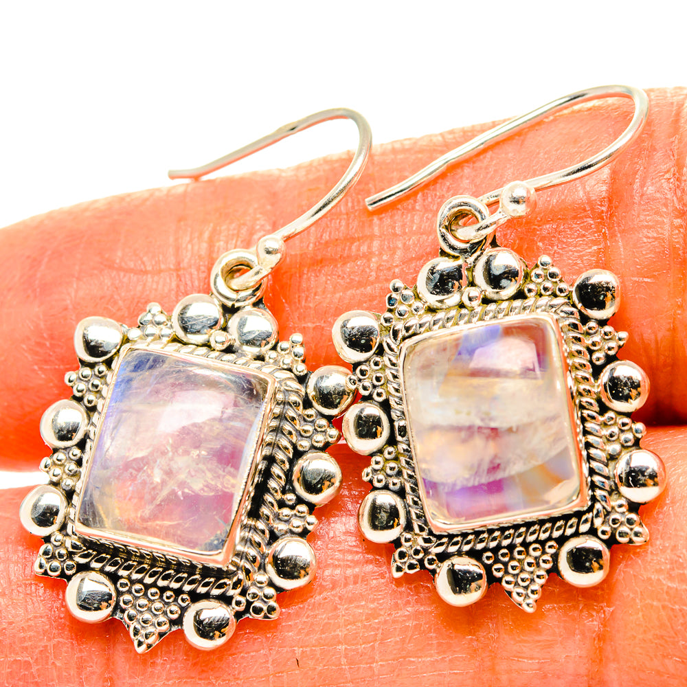 Rainbow Moonstone Earrings handcrafted by Anasilvercos - EARR429511