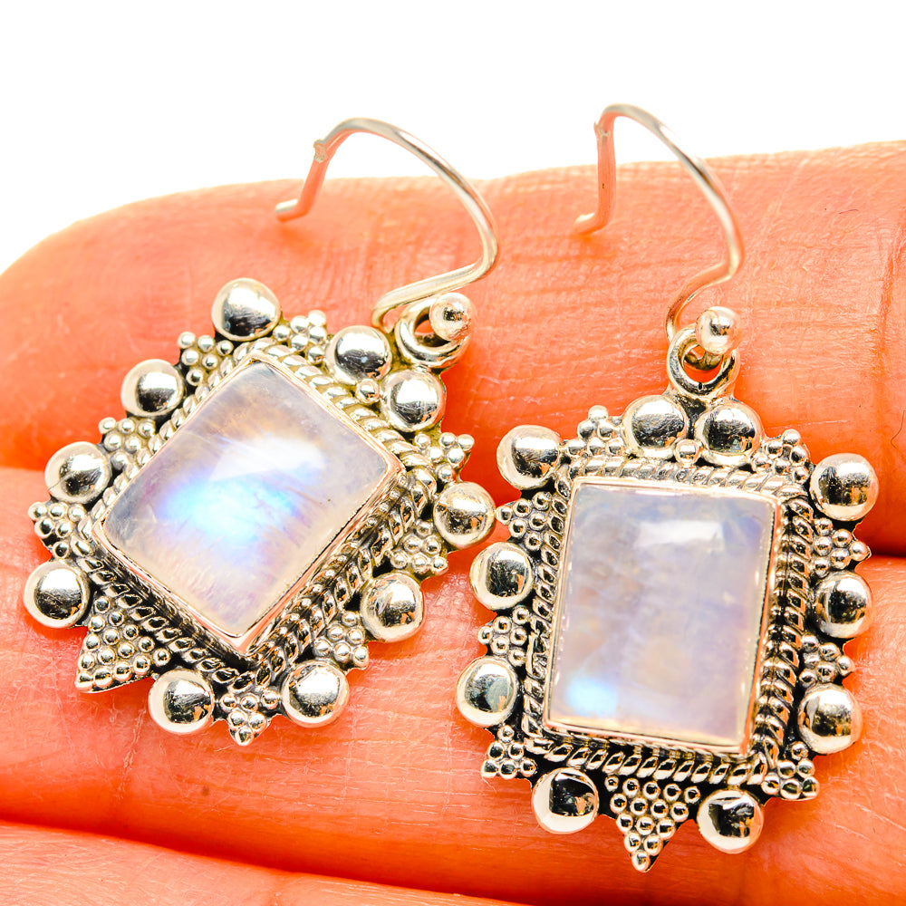 Rainbow Moonstone Earrings handcrafted by Anasilvercos - EARR429530