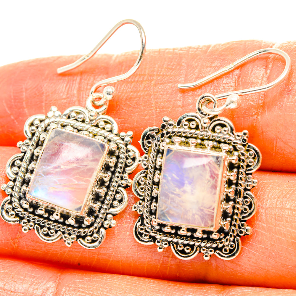 Rainbow Moonstone Earrings handcrafted by Anasilvercos - EARR429537
