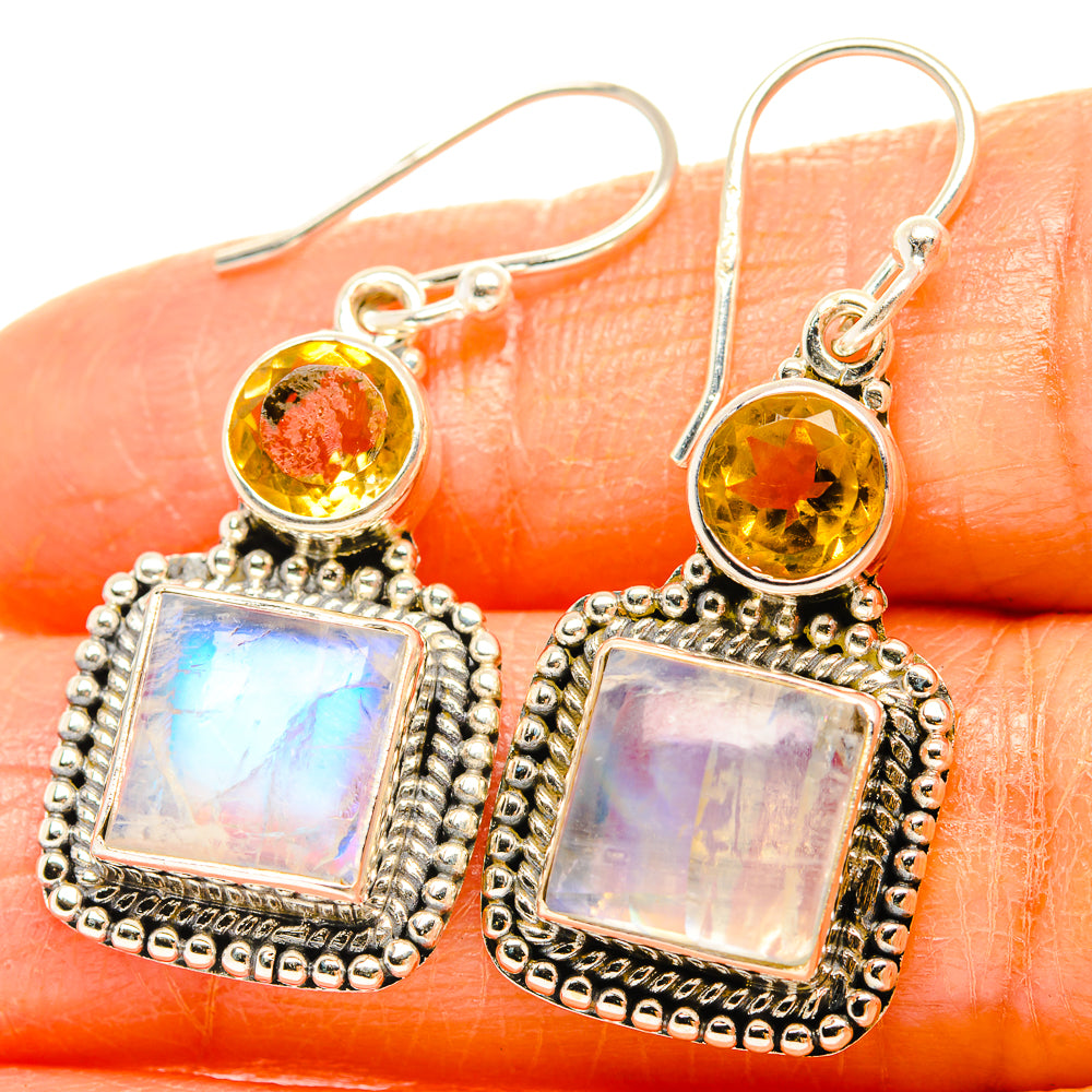 Rainbow Moonstone Earrings handcrafted by Anasilvercos - EARR429541